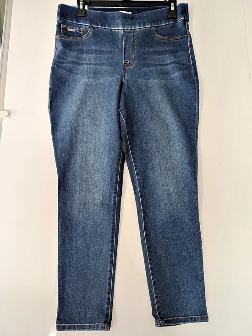 Nine West Heidi Pull-On Crop Cropped Jeans Blue Waist 10